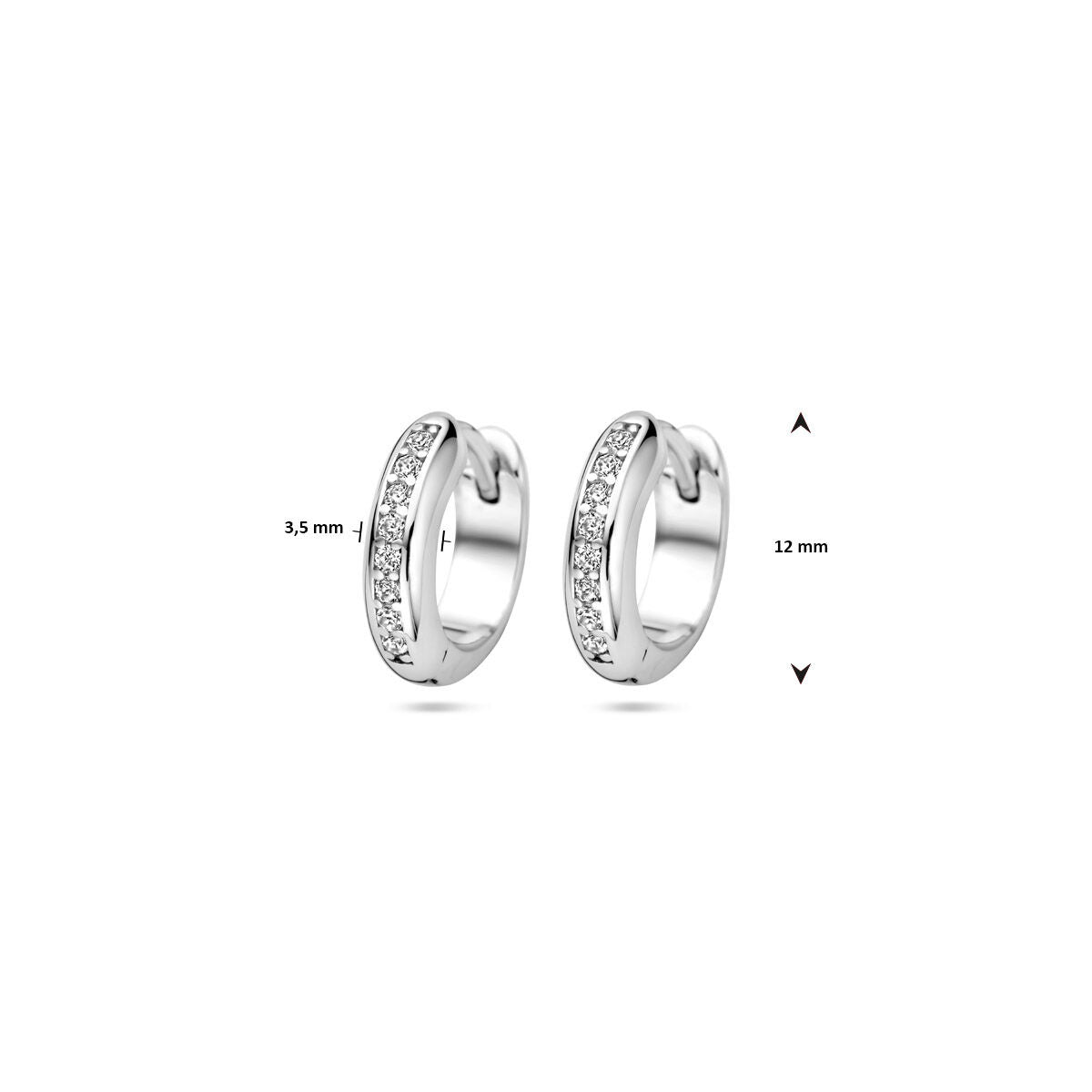 Zilver Gerhodineerd Klapoorringen Zirkonia 12 Mm 1340033