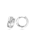 Zilver gerhodineerd klapoorringen zirkonia 13 mm - 1340038