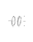 Zilver gerhodineerd klapoorringen zirkonia 16 mm - 1340042