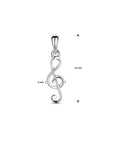 Zilver gerhodineerd hanger muzieknoot 22 mm - 1340504