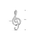 Zilver gerhodineerd hanger muzieknoot zirkonia 24 mm - 1340505