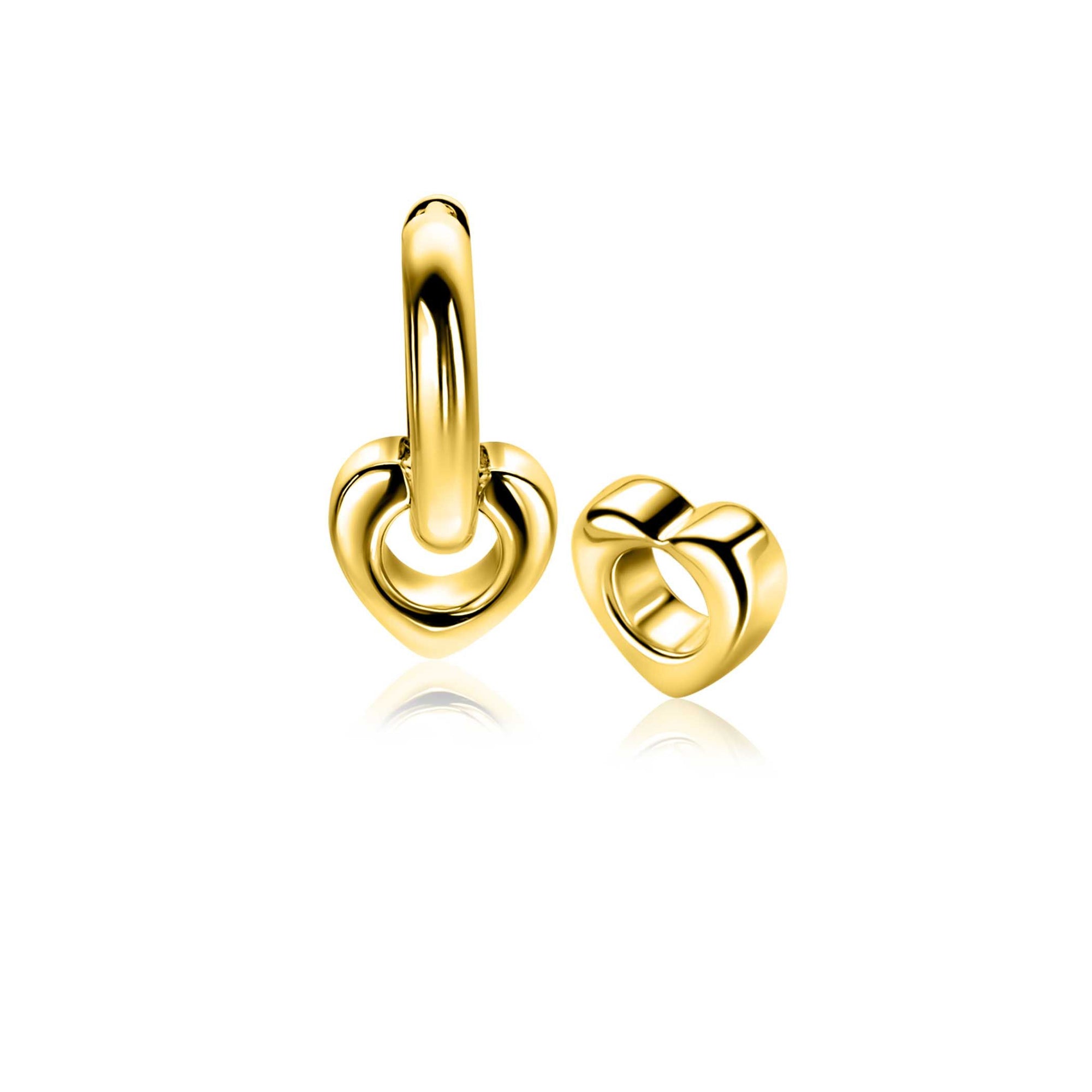 ZINZI gold plated zilveren oorbedels in hartvorm ZICH2695G - 10mm (zonder oorringen)