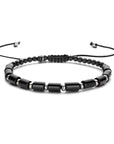 Zilver Gerhodineerd Met Rubber/Nylon/Leer Armband Onyx 19 - 30 Cm 1800995