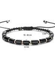 Zilver Gerhodineerd Met Rubber/Nylon/Leer Armband Onyx 19 - 30 Cm 1800995