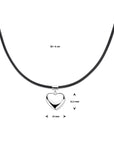 zilver gerhodineerd met rubber/nylon/leer collier hart 38 + 6 cm 1801012