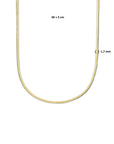 zilver verguld (geel) collier slang plat 1,7 mm 40 + 5 cm 3 micron 2103150