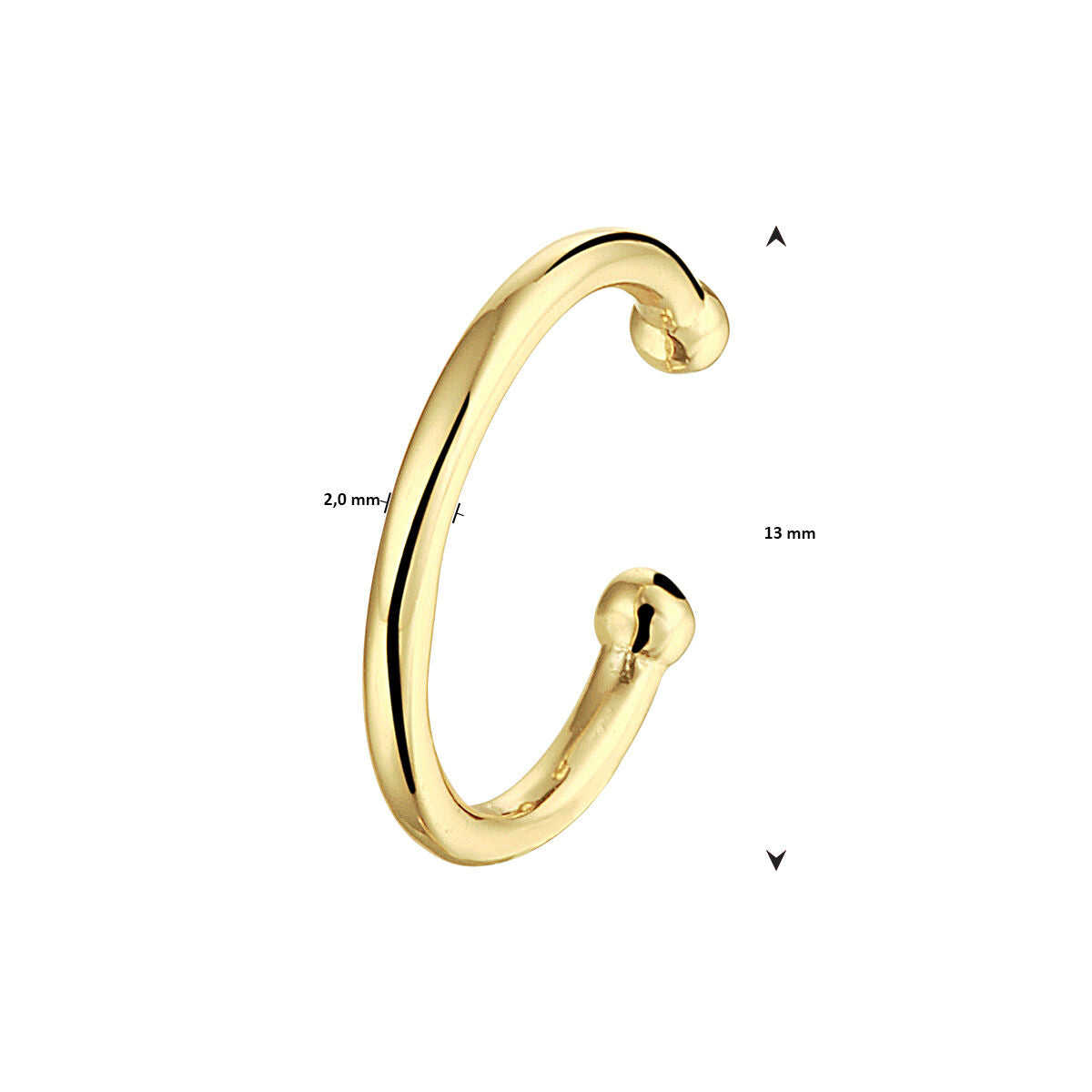 Zilver Verguld (Geel) Earcuff 1 Micron 2103180