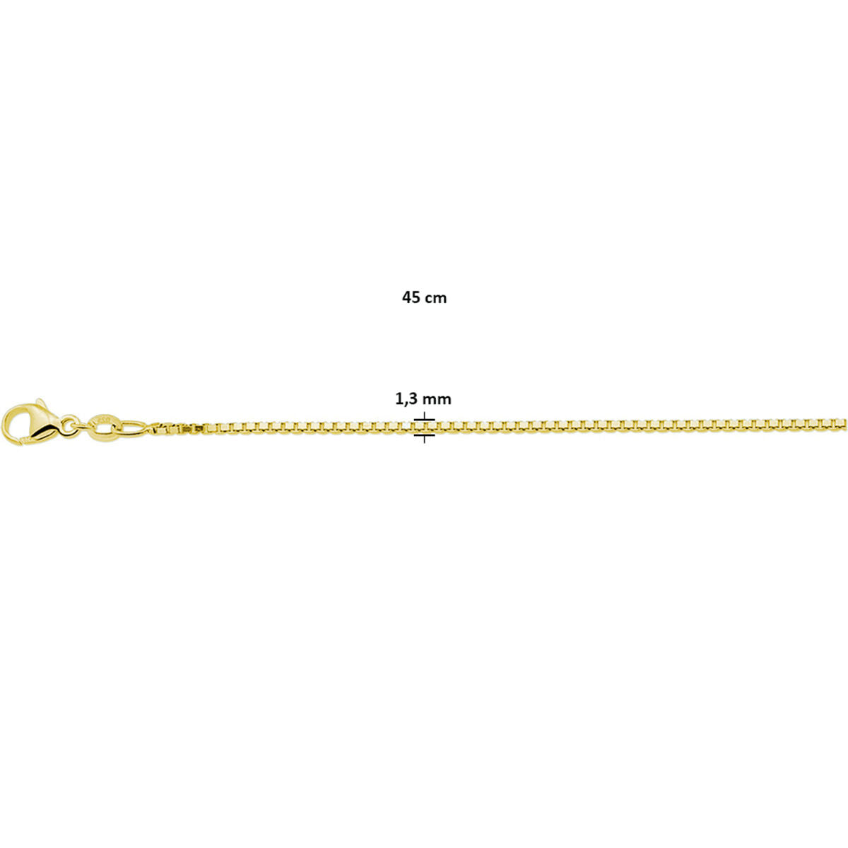 Zilver Verguld (Geel) Collier Venetiaans 1,3 mm 3 Micron 2103360