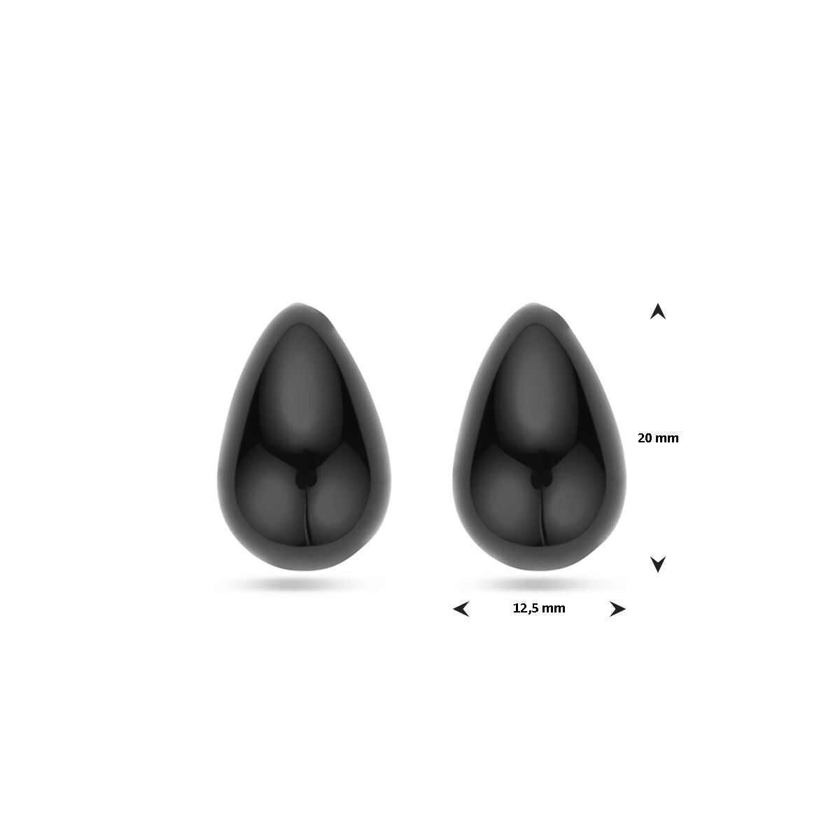 Zilver Verguld (Geel) Oorknoppen Zwart Emaille 1 Micron 20 Mm 2103769