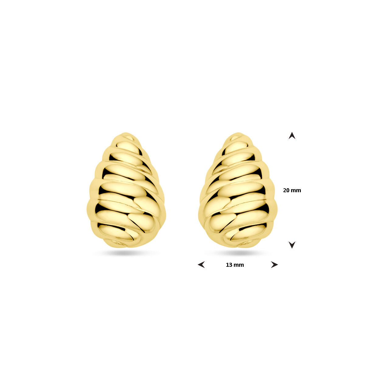 Zilver Verguld (Geel) Oorknoppen Druppel Gedraaid 20 Mm 1 Micron 2103770