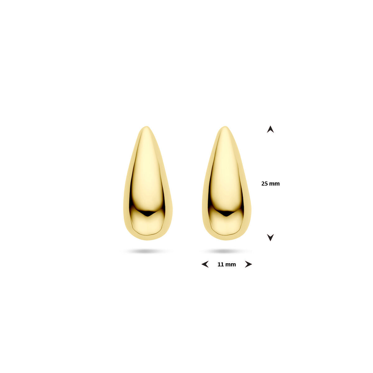 Zilver Verguld (Geel) Oorknoppen Druppel 25 Mm 1 Micron 2103805