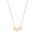 zilver verguld (tricolor geel/ros√©/rhodium) collier rondjes 41 + 4 cm 2300020