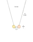 zilver verguld (tricolor geel/ros√©/rhodium) collier rondjes 41 + 4 cm 2300020