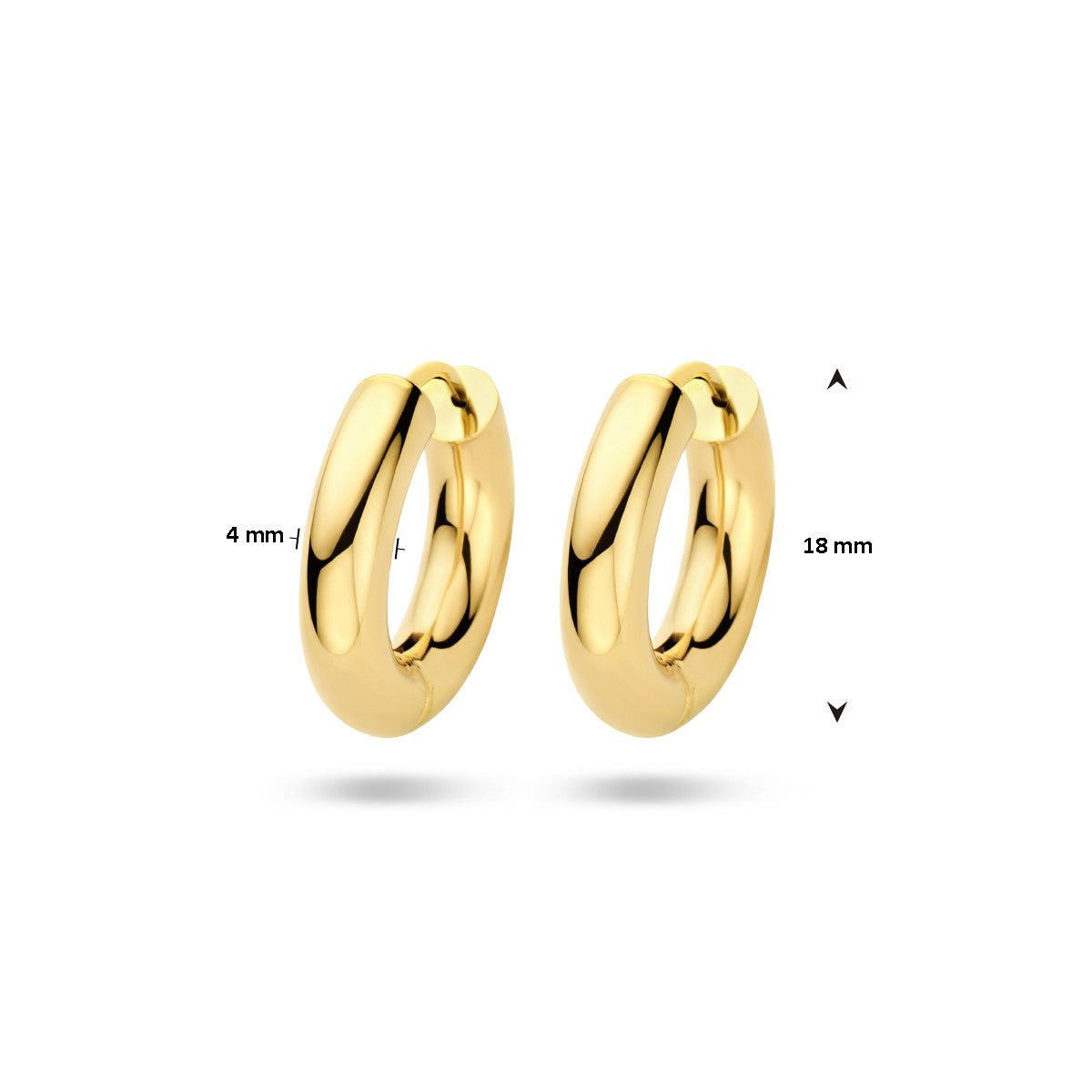 14K Geelgoud Oorringen 4,0 MM Ronde Buis 4001663