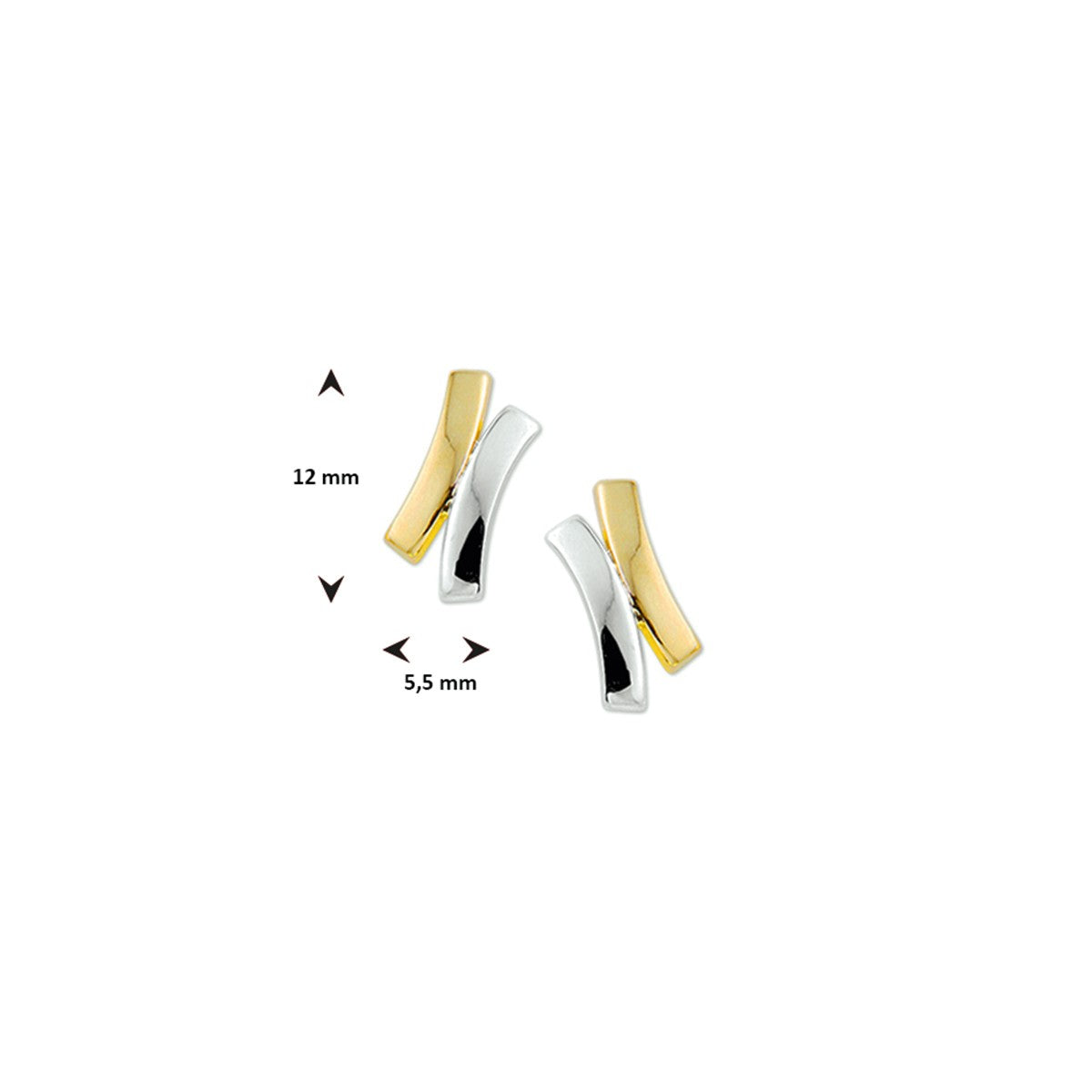 Gouden oorknoppen bicolor gestift 14K geelgoud PSN4011633