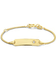 14K Geelgoud Graveerarmband Zirkonia Gourmette 4-Zijdes Geslepen Plaat 5,0 mm 4016932