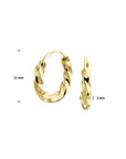 14K Geelgouden oorringen gedraaide buis 11mm - 4020715