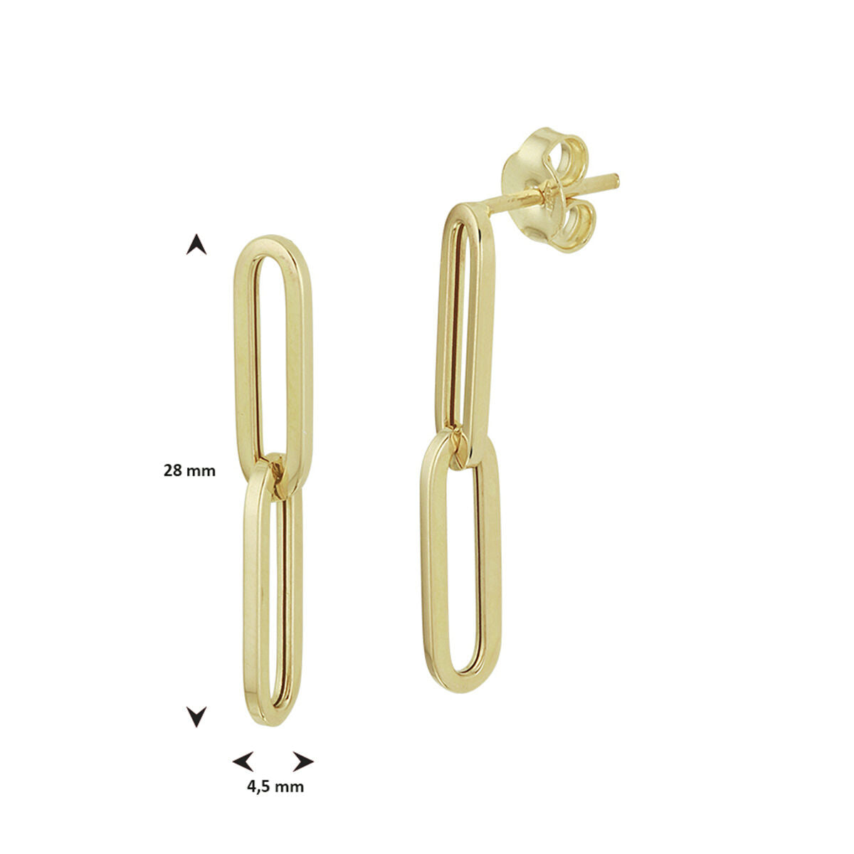 Witgouden oorhangers paperclip - PSN4022694