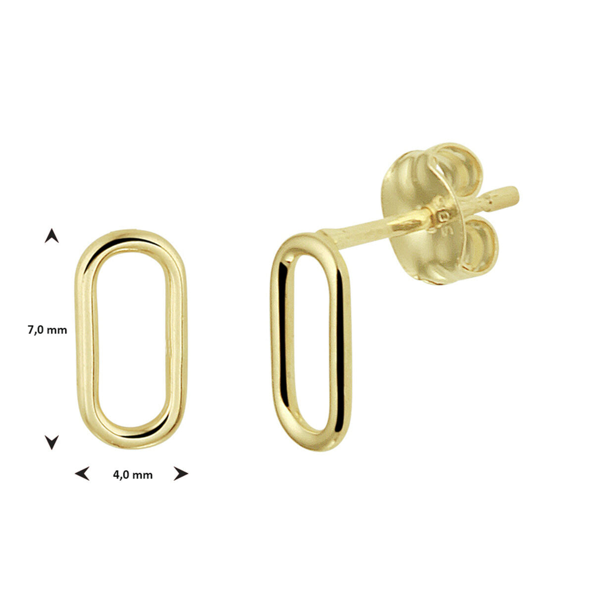 14K Geelgouden Oorknoppen Ovaal 7 x 4 mm - 4022956