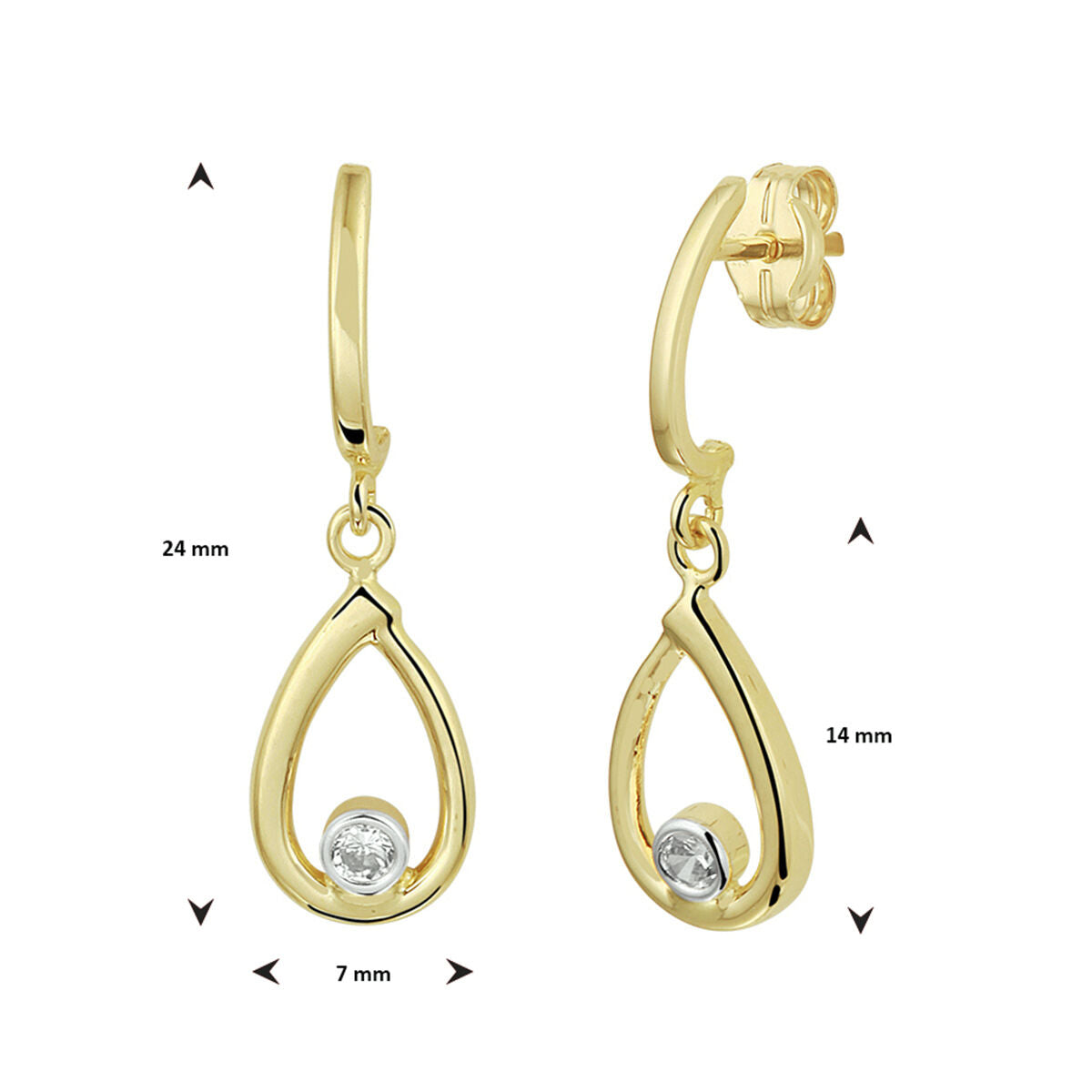 14K Geelgoud Oorhangers Zirkonia 4023035