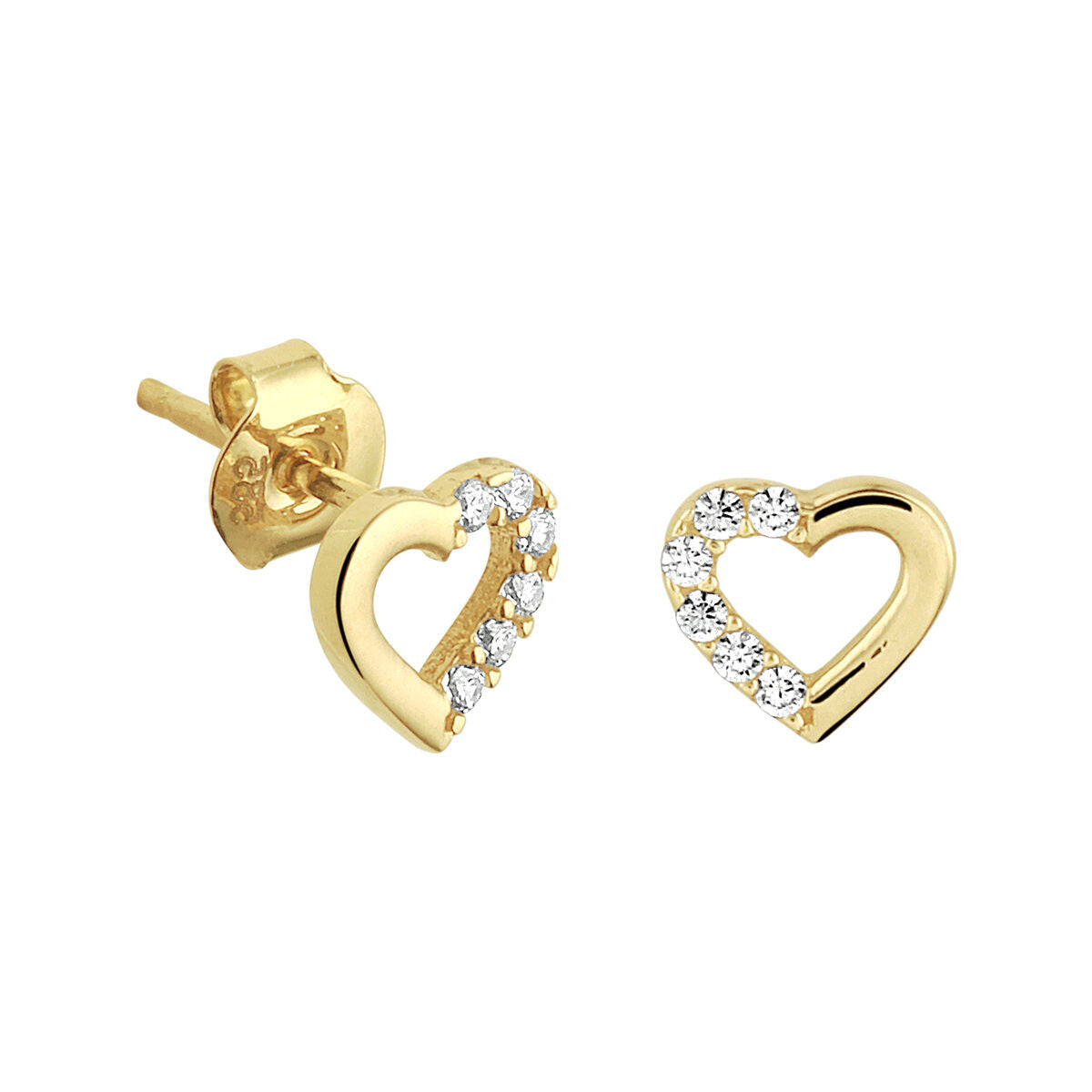 14K Geelgoud Oorknoppen Hart Zirkonia 4023361