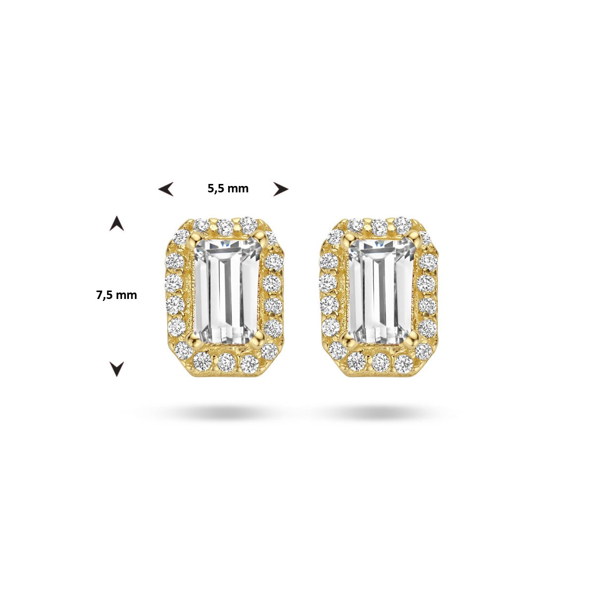 14K Geelgoud Oorknoppen Zirkonia Halo 4025246