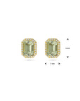 14K Geelgoud Oorknoppen Groen Amethist En Diamant 0.14Ct (2X 0.07Ct) H Si Halo 4025680