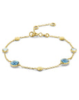 14K Geelgoud Armband London Blue En Blauw Topaas En Rondjes 16 - 17,5 - 19 Cm 4025867