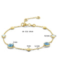 14K Geelgoud Armband London Blue En Blauw Topaas En Rondjes 16 - 17,5 - 19 Cm 4025867