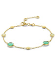 14K Geelgoud Armband Groen Agaat, Kwartsiet En Rondjes 16 - 17,5 - 19 Cm 4025869