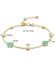 14K Geelgoud Armband Groen Agaat, Kwartsiet En Rondjes 16 - 17,5 - 19 Cm 4025869