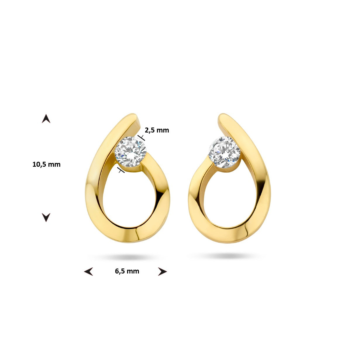 14K Geelgoud Oorknoppen Druppel Zirkonia 4026151