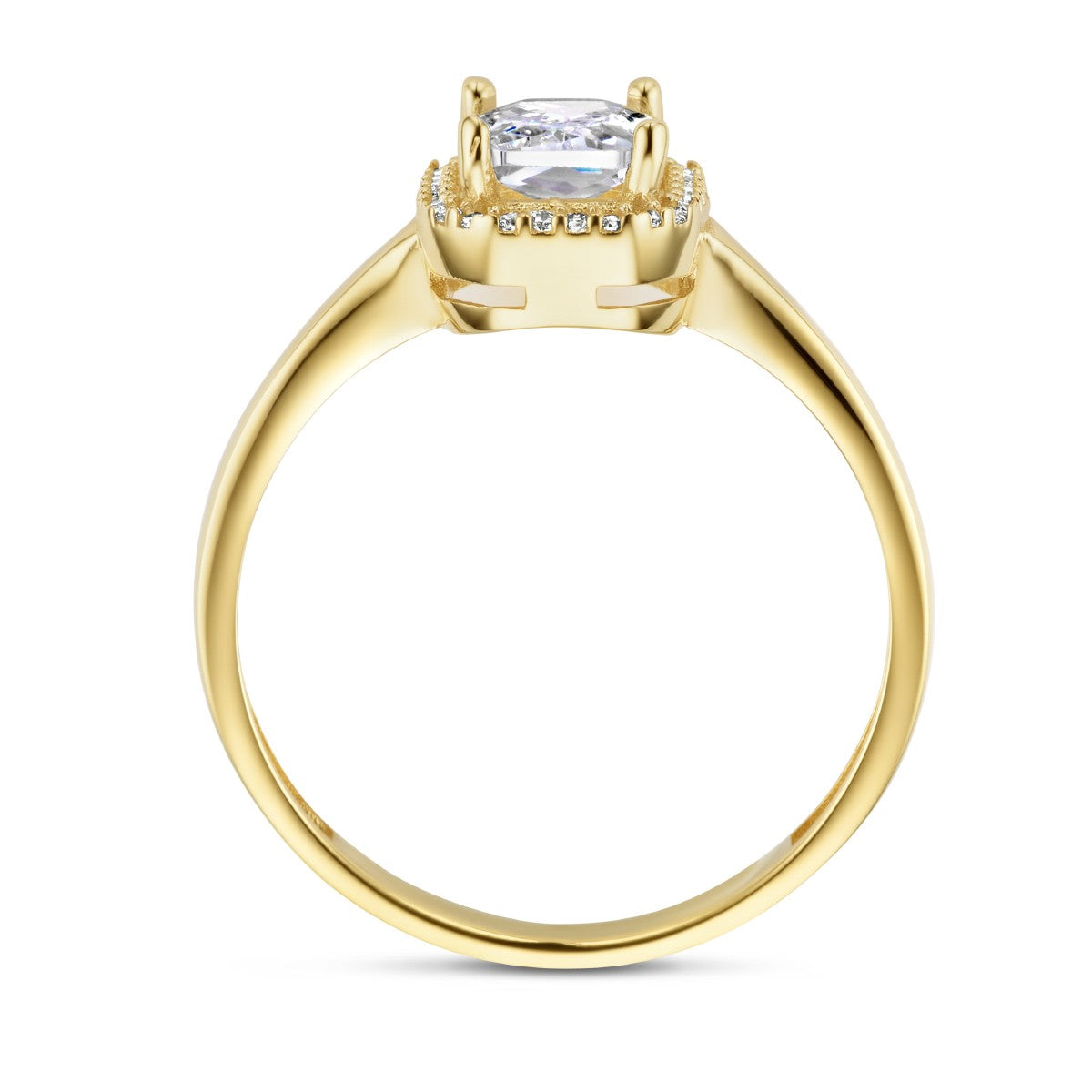 Geelgouden 14K halo ring met zirkonia halo - 4026655