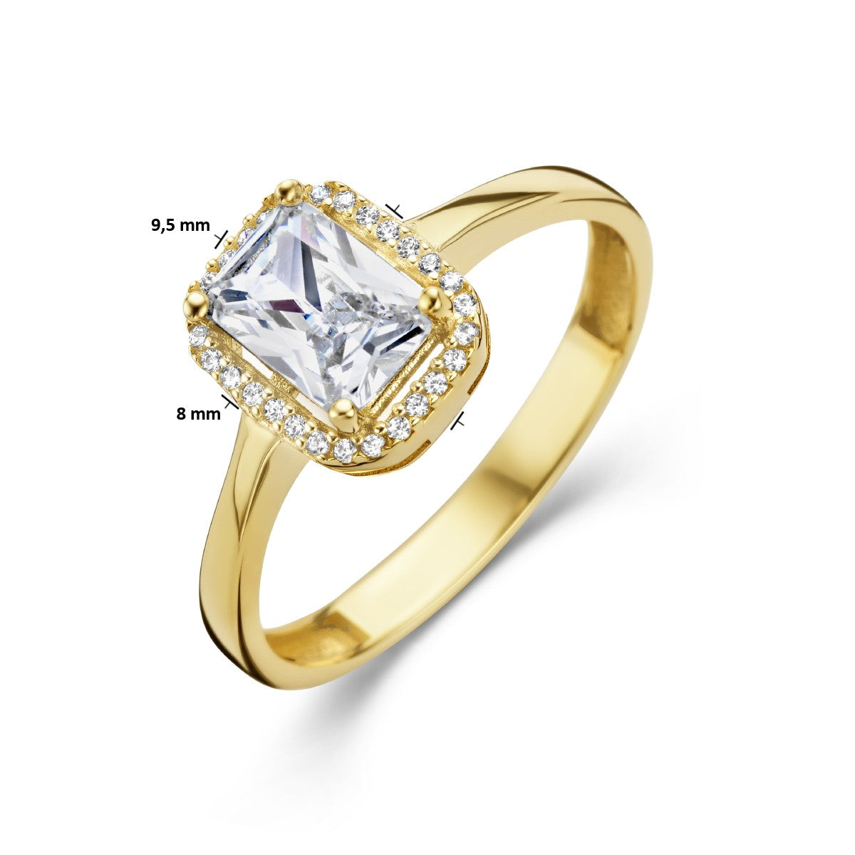 Geelgouden 14K halo ring met zirkonia halo - 4026655