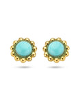 14K Geelgouden Oorknoppen met Synthetische Turquoise 7 mm - 4027734