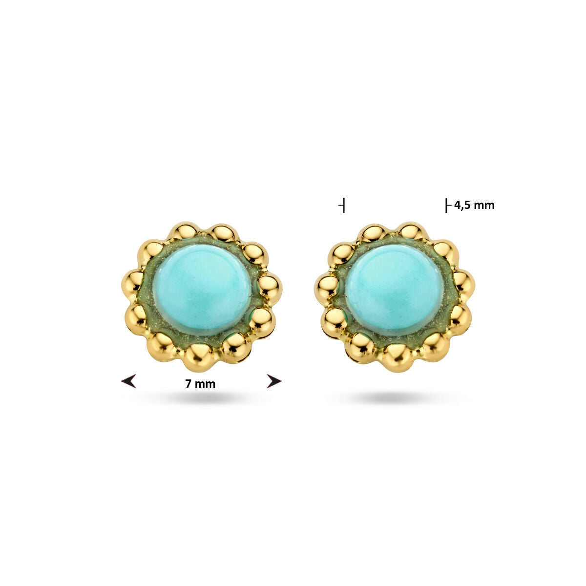 14K Geelgouden Oorknoppen met Synthetische Turquoise 7 mm - 4027734