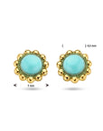 14K Geelgouden Oorknoppen met Synthetische Turquoise 7 mm - 4027734