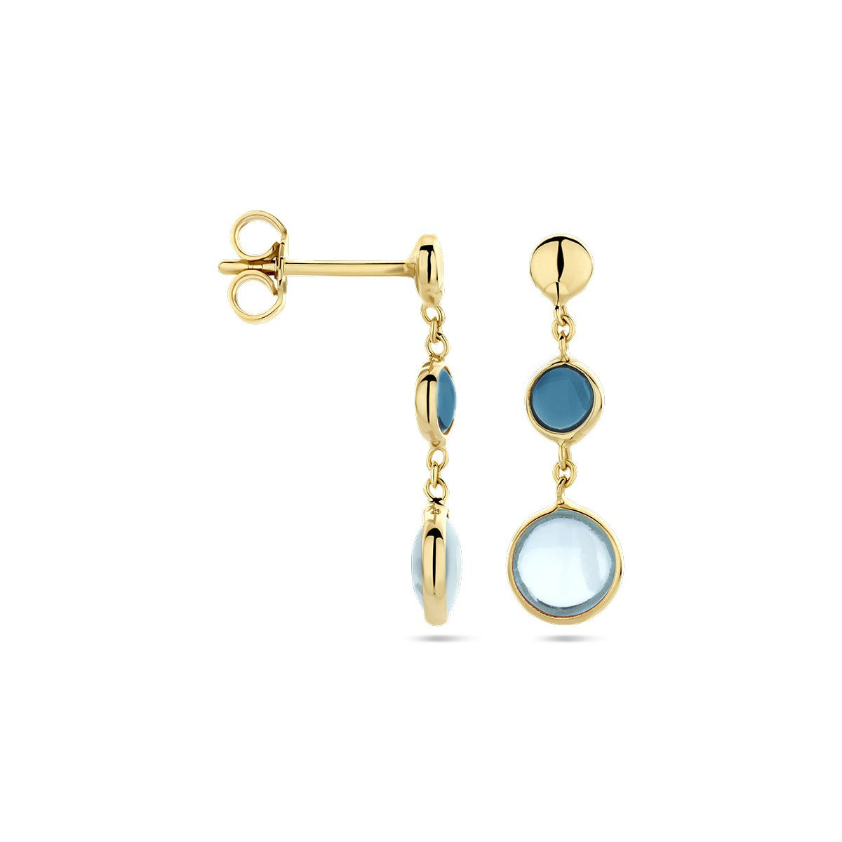 14K Geelgoud Oorhangers Blauw Topaas En London Blue Topaas 4028522