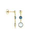 14K Geelgoud Oorhangers Blauw Topaas En London Blue Topaas 4028522