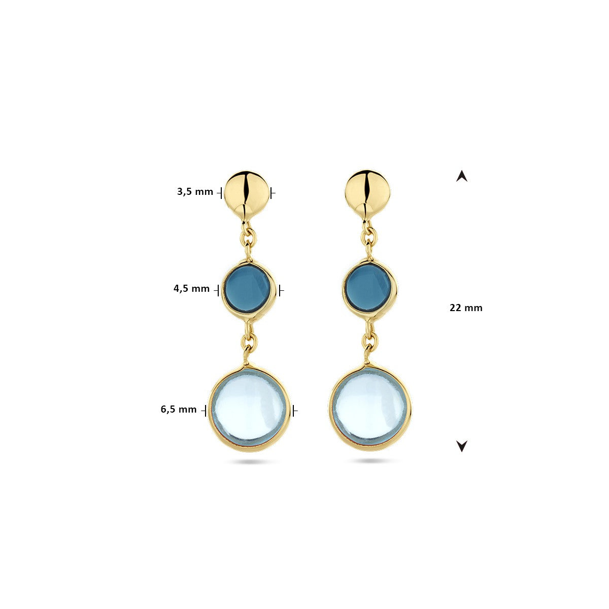 14K Geelgoud Oorhangers Blauw Topaas En London Blue Topaas 4028522