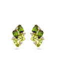 14K Geelgoud Ooknoppen Groen Toermalijn, Peridot En Diamant 0.05Ct (2X 0.025Ct) H Si 4028735