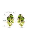 14K Geelgoud Ooknoppen Groen Toermalijn, Peridot En Diamant 0.05Ct (2X 0.025Ct) H Si 4028735