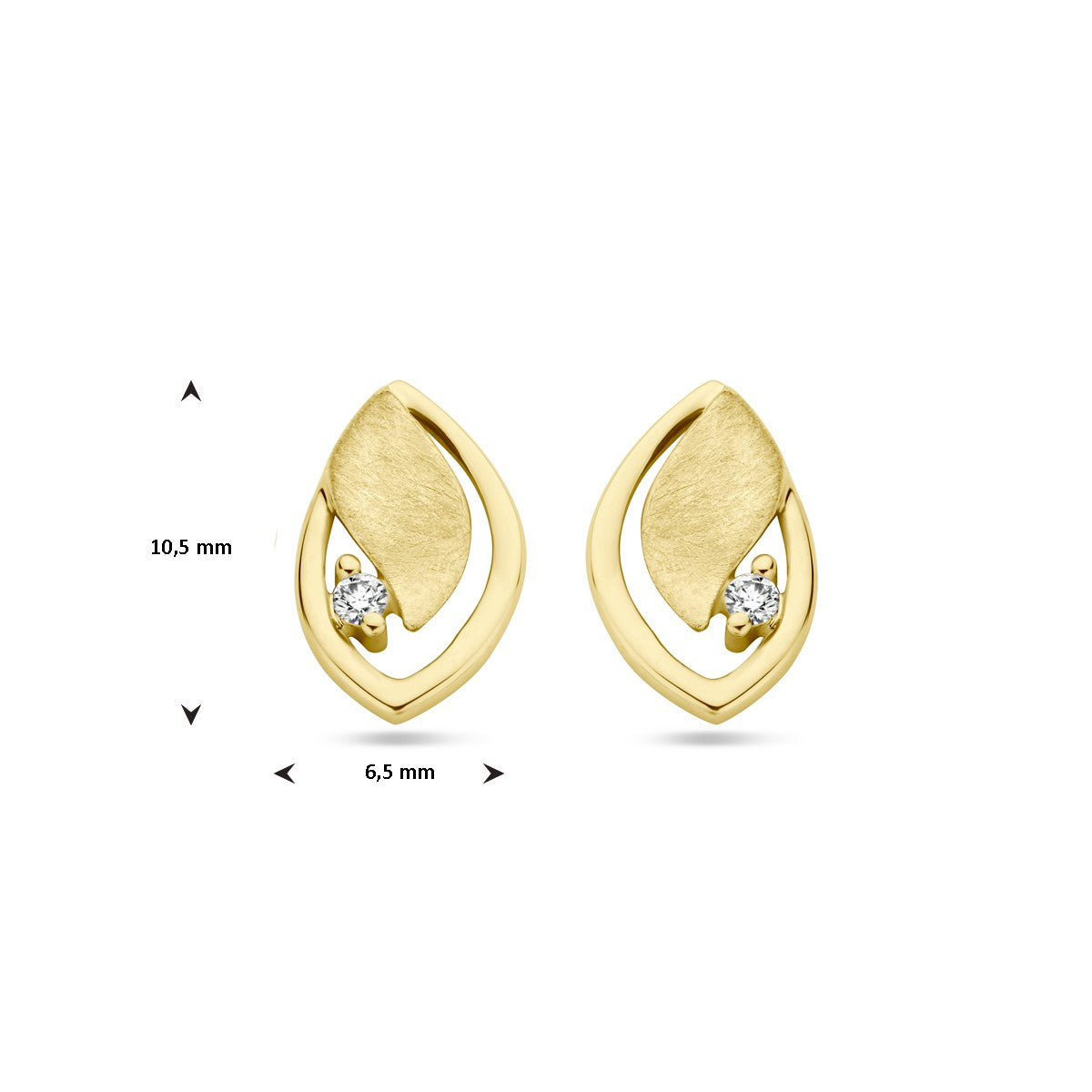 Gouden oorknoppen poli/mat diamant 0.03ct (2x 0.015ct) h si - PSN4028856