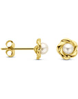 14K geelgoud oorknoppen bloem parel 6 mm - 4031001