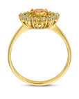 14K geelgoud ring hart citrien, peridot en diamant 0.19ct g si - 4032118