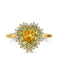 14K geelgoud ring hart citrien, peridot en diamant 0.19ct g si - 4032118