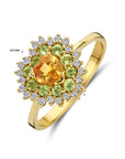 14K geelgoud ring hart citrien, peridot en diamant 0.19ct g si - 4032118