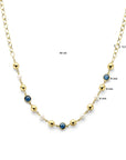 14K geelgoud collier bolletjes, parels en london blue topaas 43 cm 4032205