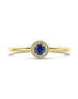 14K Geelgoud Ring Saffier En Diamant 0.04Ct H Si Halo 4032272