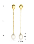 14K Geelgoud Oorhangers Parel 46 Mm 4032352